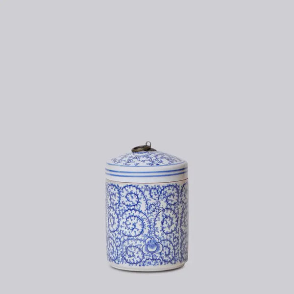 Blue and White Porcelain Scrolling Peony Storage Jar
