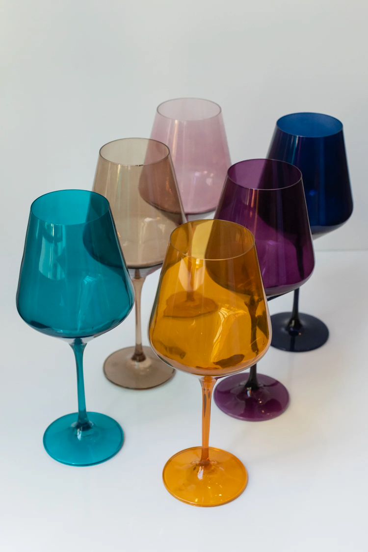 Estelle Mixed Colored Stemware Wine Glasses