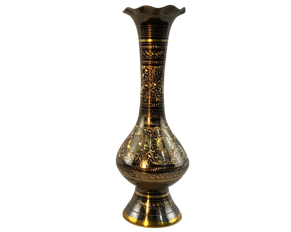 Brass Elegant Black/Gold 10" Table Vase