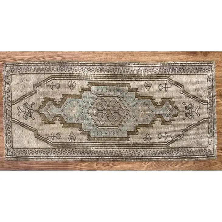 Vintage Turkish Doormat Rug