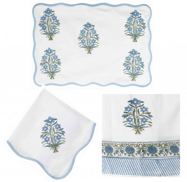 Cloth Napkins Flower & Powder Blue (S/2)