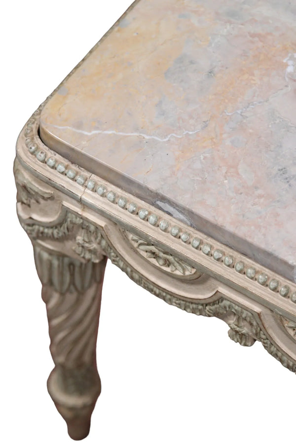 French Carved Marble Top Coffee Table