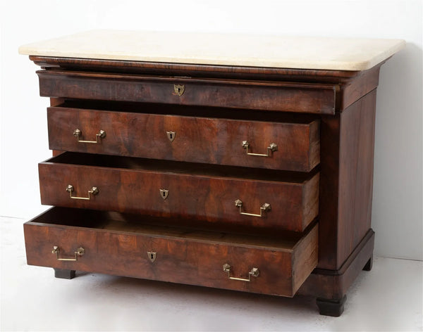 French Marble Top Mahogany Chest of Drawers