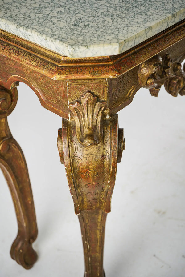 19th Century Gilt Marble Top Console Table