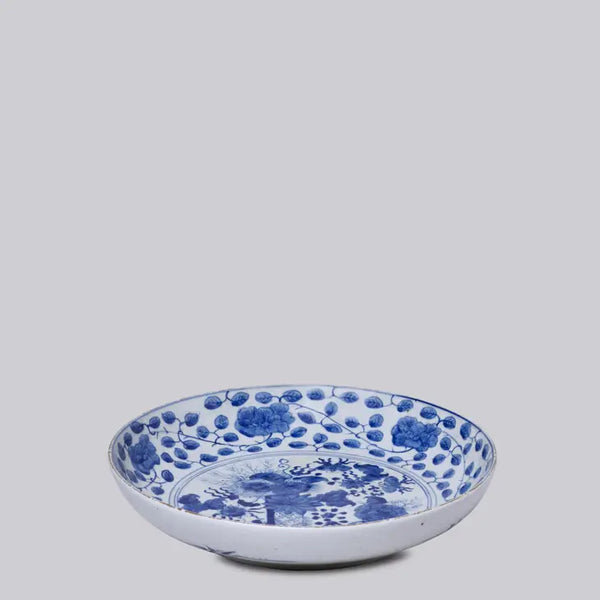 Blue and White Porcelain Floral Platter