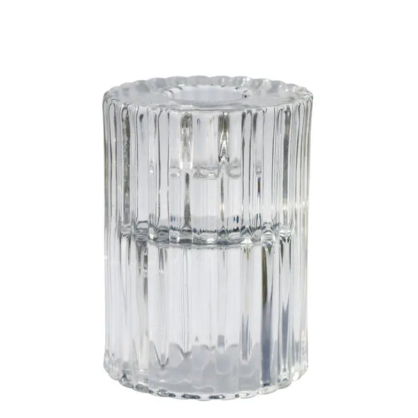 Rillo Glass Candle Holder | Clear