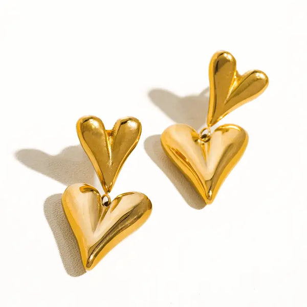 Adeline 18K Gold Non-Tarnish Layered Heart Earring