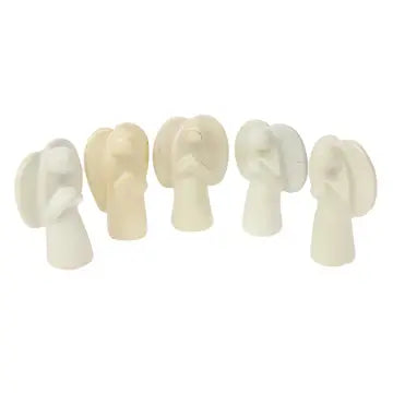 5-pack Small Soapstone Angel Sculpture, Natural Stone