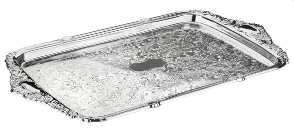 Silver Plated Oblong Tray with Integrated Handle