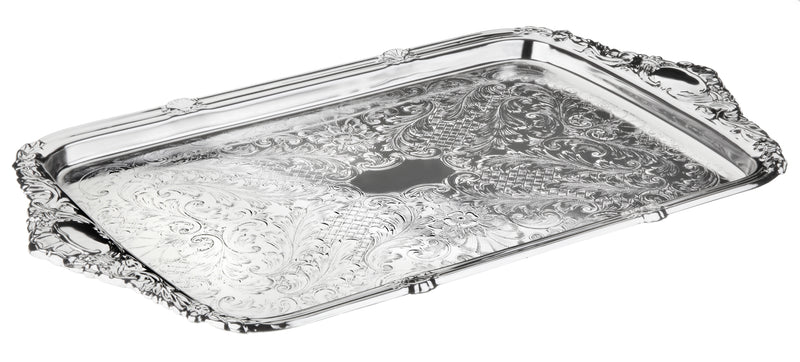 Silver Plated Oblong Tray with Integrated Handle