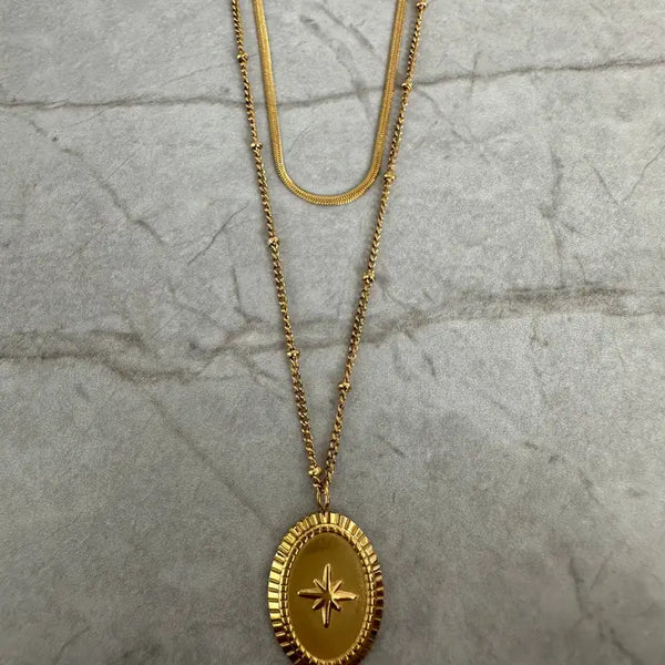 North Star Double Chain Necklace