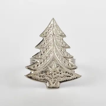 Christmas Tree Napkin Ring - Silver