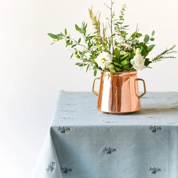 Blue Fleur Embroidered Tablecloth