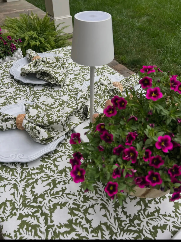 Pressed Florals Tablecloth in Olive