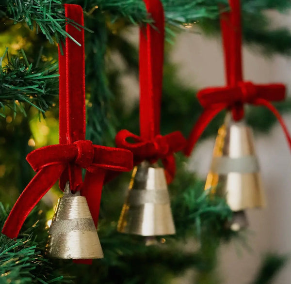 Christmas Tree Ornament Bell with Ribbon