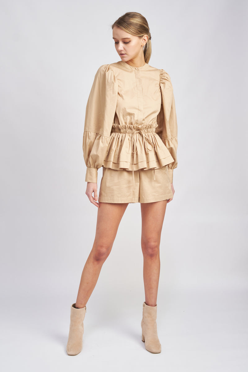 OVERSIZED SLEEVE GATHERED ROMPER