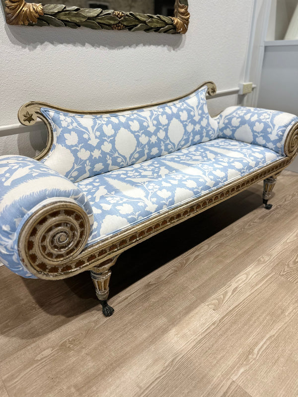 Antique Swedish Gustavian Upholstered Bench