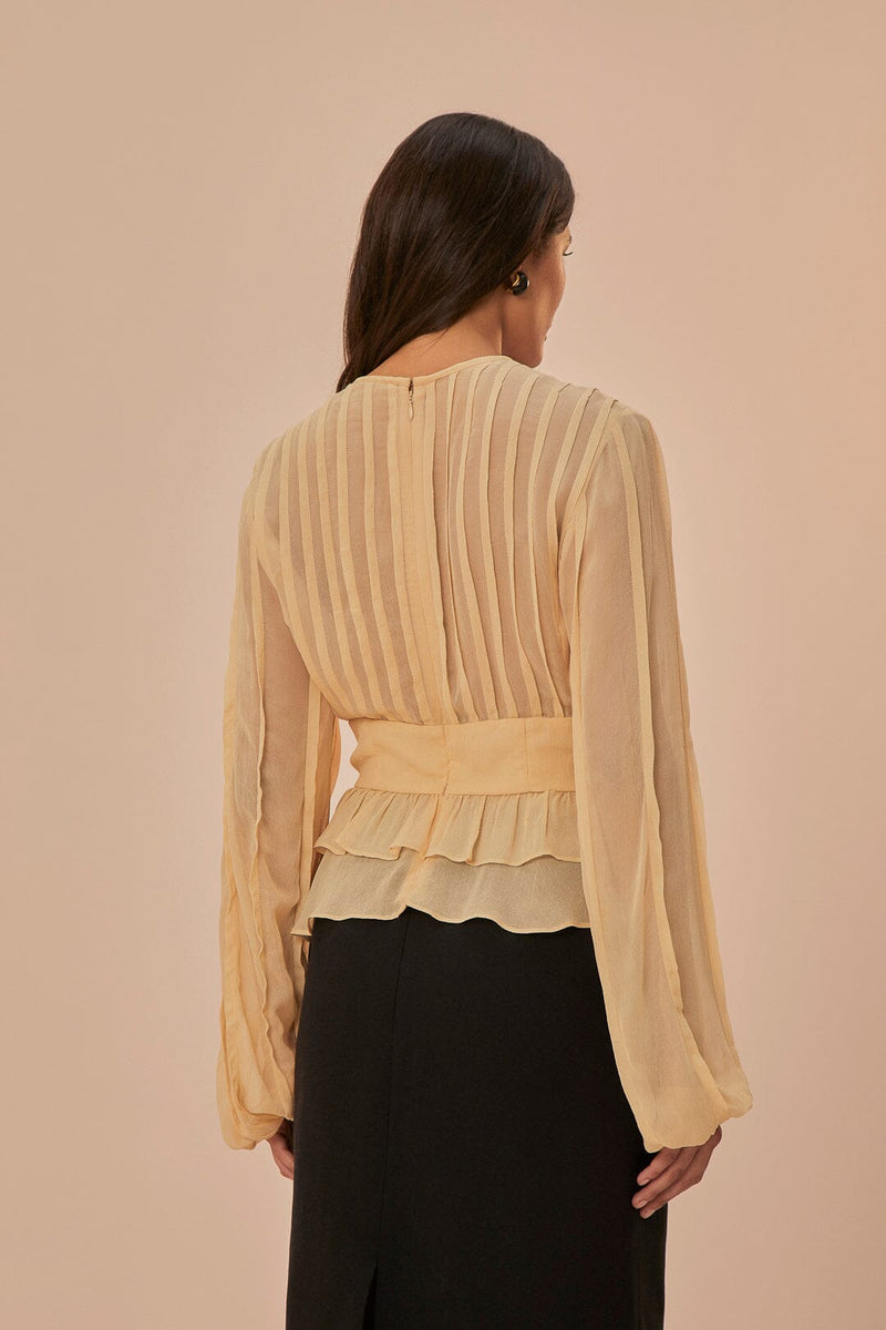 Beige Pleated Blouse