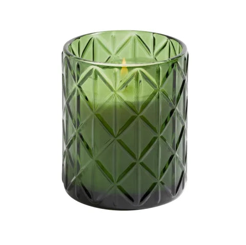 Balsam Fir & Cedar candle in green decorative glass 15oz.