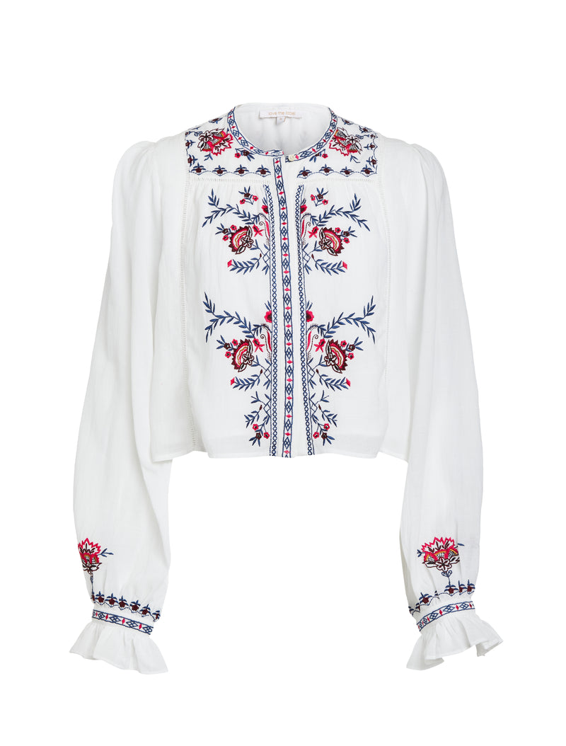 LUANNE EMBROIDERED LONG SLEEVE TOP
