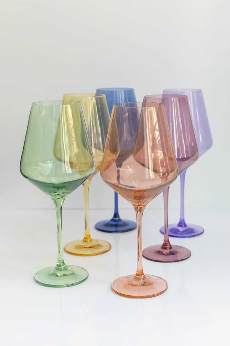 Estelle Mixed Colored Stemware Wine Glasses