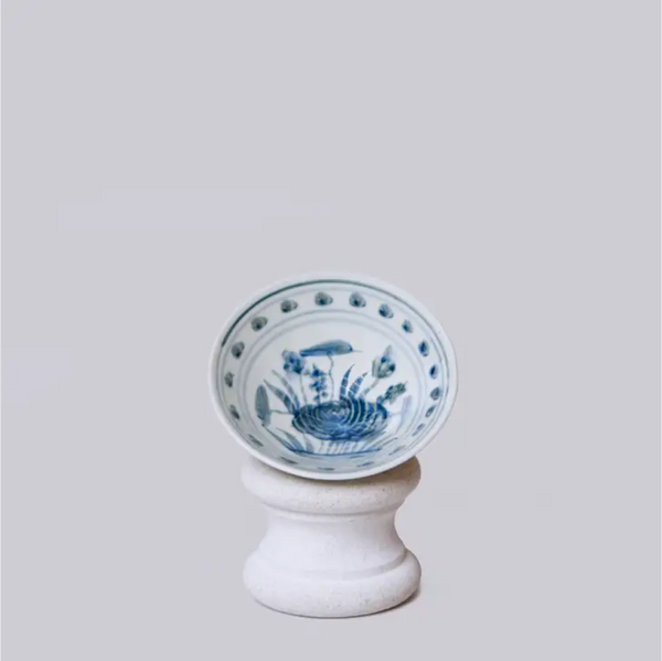 Blue and White Porcelain Carp Conical Bowl