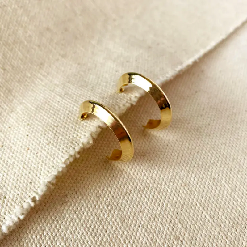 Gold Filled Faceted Half-Hoop Earrings