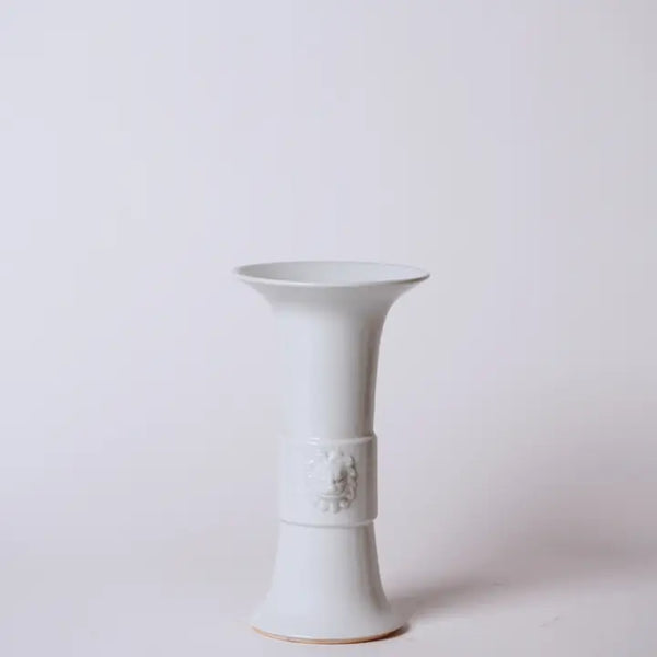 White Porcelain Baluster Vase with Sprigged Lion Heads