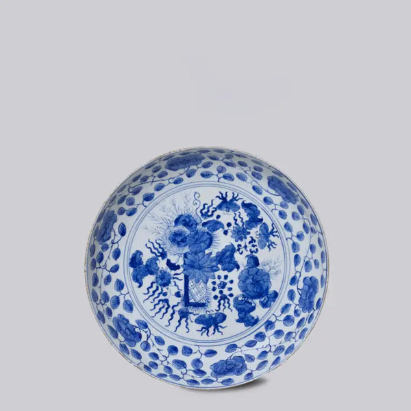 Blue and White Porcelain Floral Platter