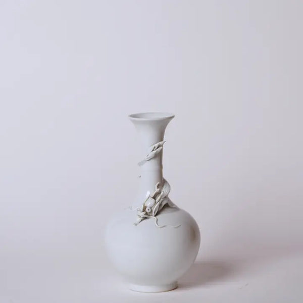 White Porcelain Globe Vase with Coiling Dragon