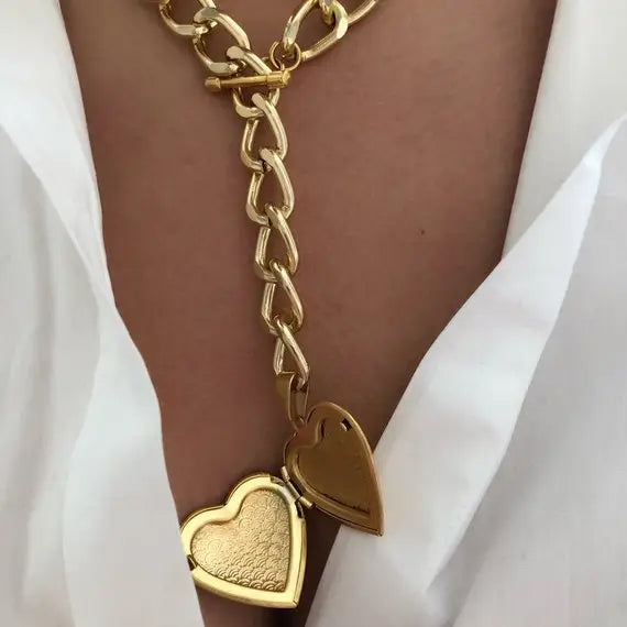 Gold Heart Photo Necklace