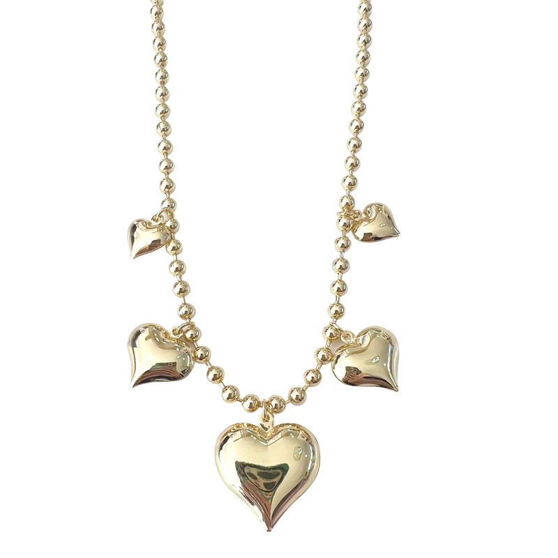 Multi Puffy Heart Necklace