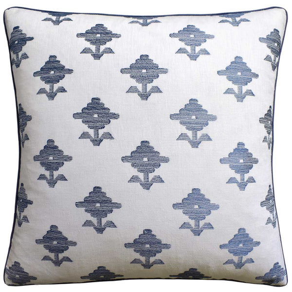 Rubia Embroidery Pillow - Blue