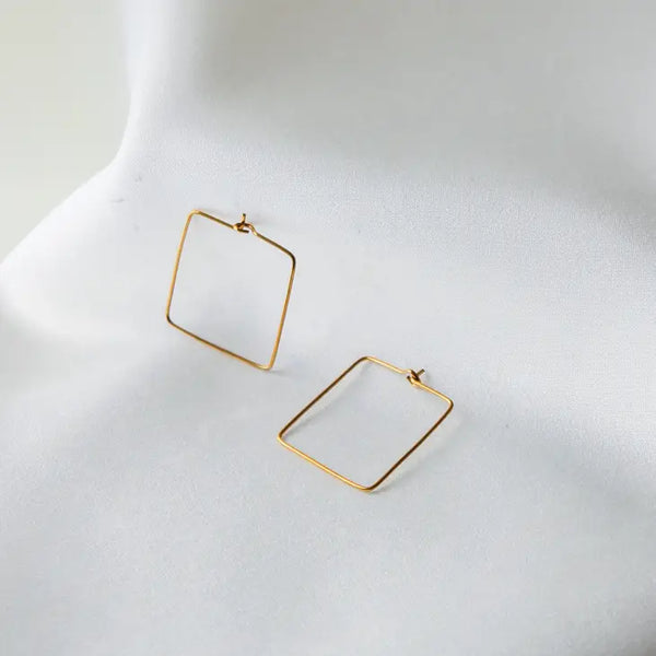 Square Hoop Brass Earrings