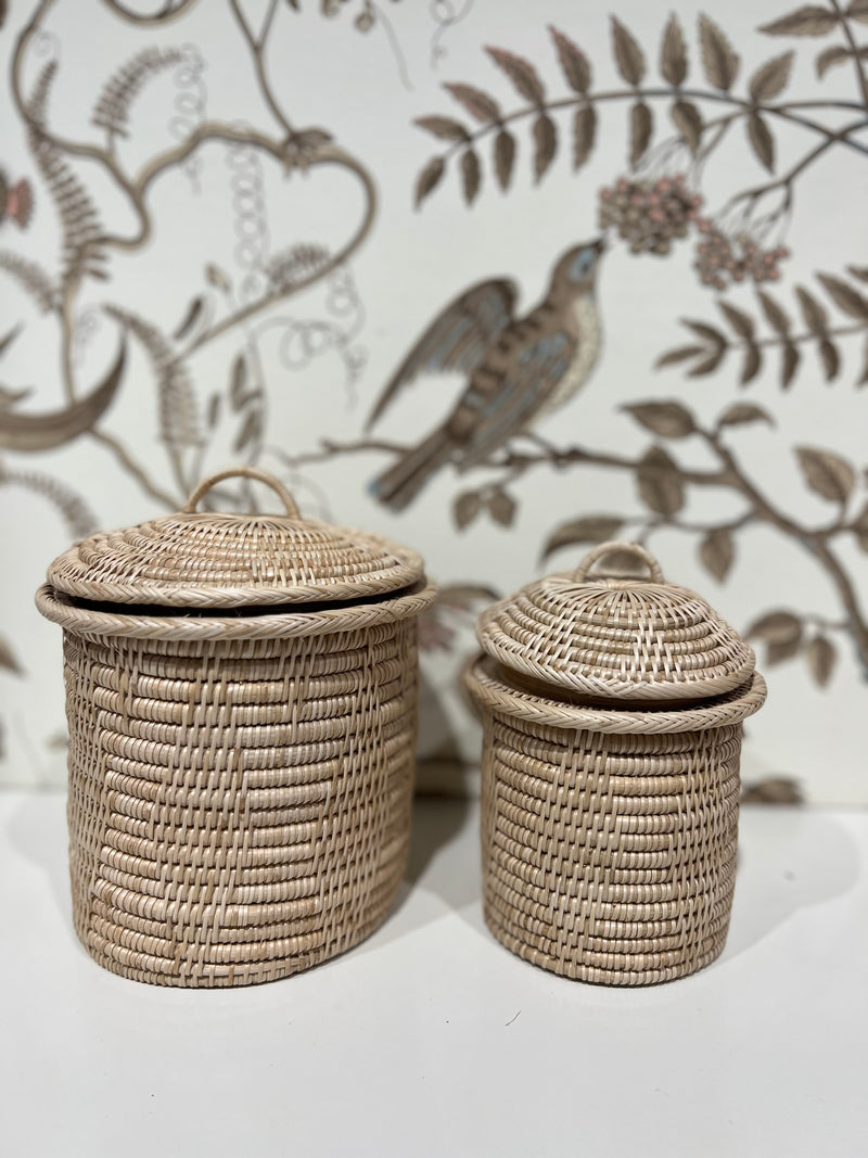 Organizing Rattan Canister Basket W/ Lid