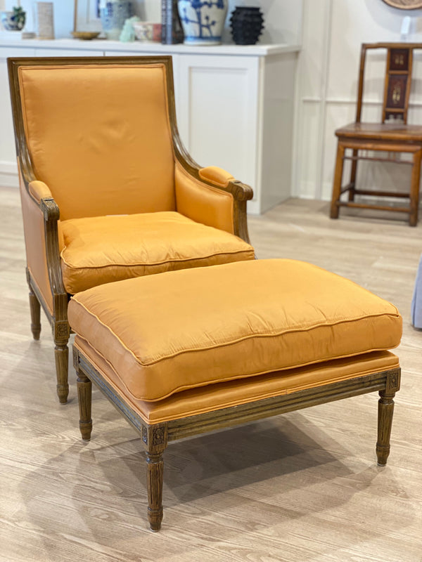 Single Orange Chair & Ottoman