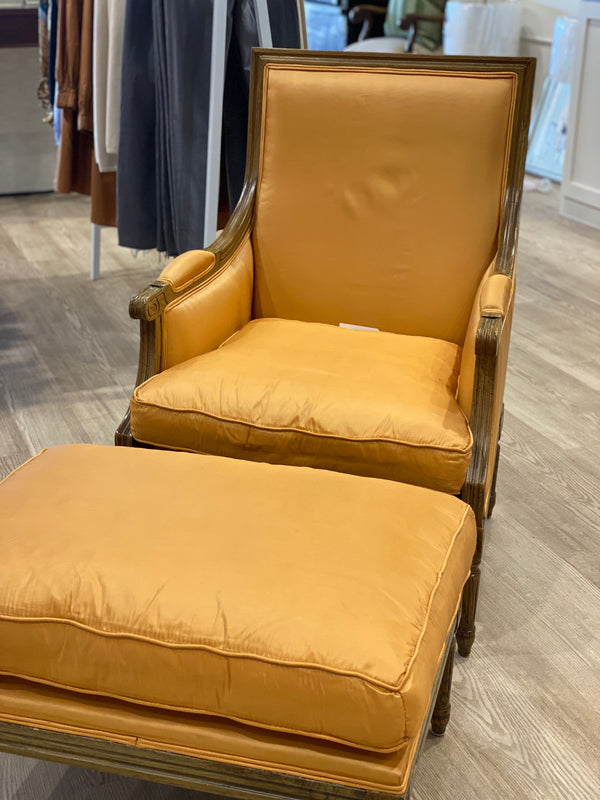 Single Orange Chair & Ottoman