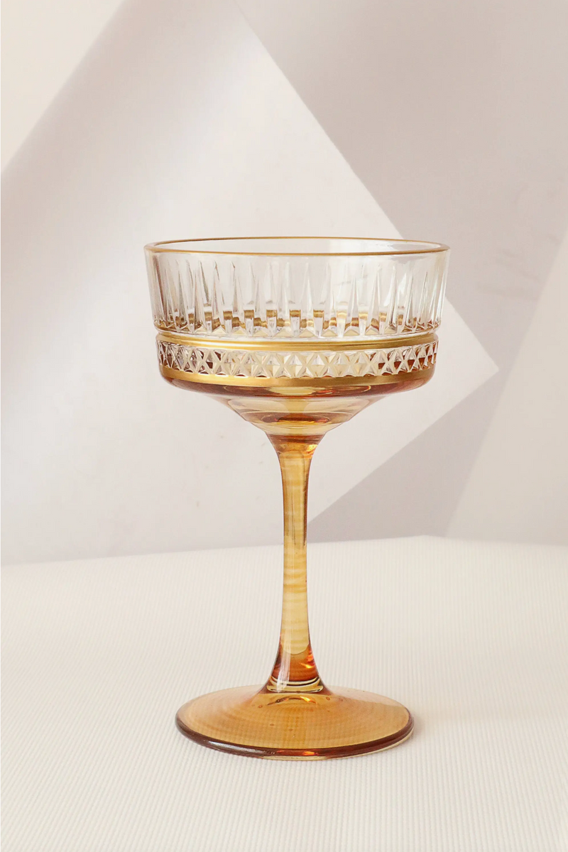 Vintage Coupe Glasses - Gold s/2 (gold rim)