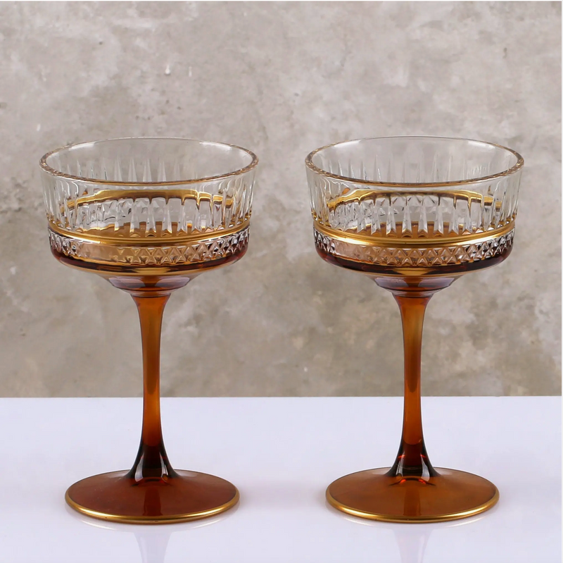 Vintage Coupe Glasses - Amber s/2