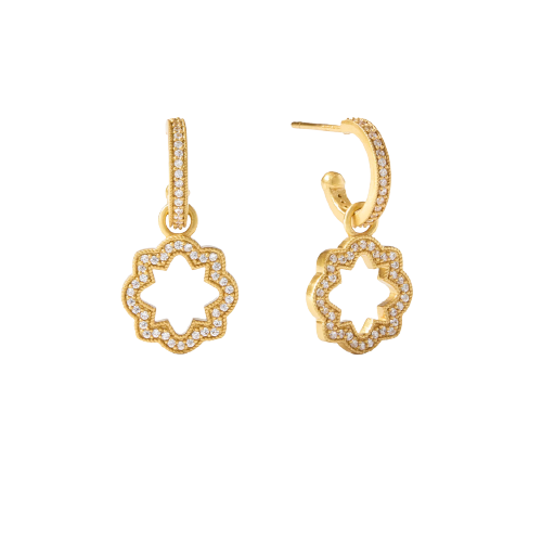 Odette Hoop & Charm Earring Gold Cubic Zirconia