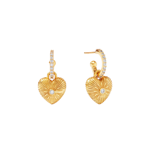 Esme Heart Hoop & Charm Earring Gold Cubic Zirconia