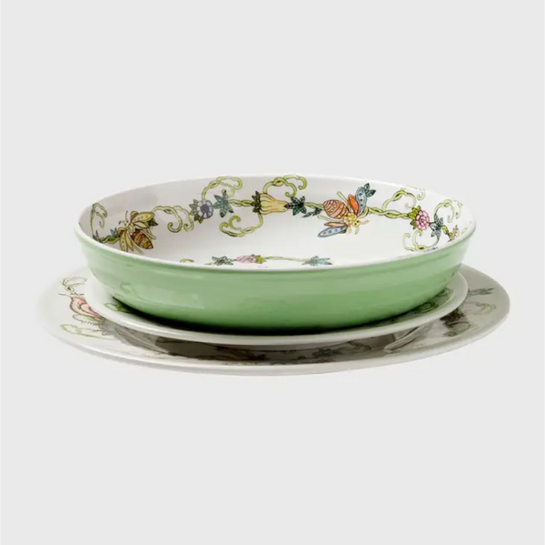 Butterfly and Bees Shallow Bowls S/4