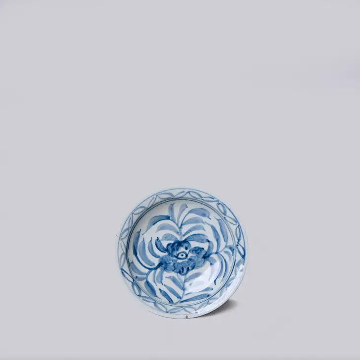 Small Blue and White Porcelain Floral Dish