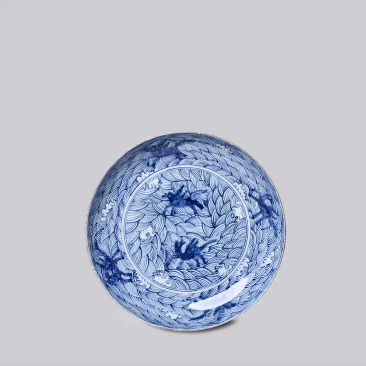 Blue and White Porcelain Waves Platter